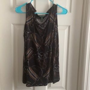 Womens 2X Lauren by Ralph Lauren Black Print Shell